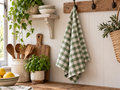 French Linen Tea Towel | Heritage Green Gingham