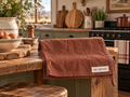 Pure french linen tea towels in ironbark dark brown by Duck and Driftwood Australia